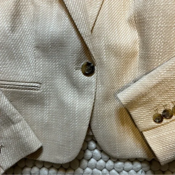 ๐ Ann Taylor Bone Natural Cream Textured Weave Work Blazer Size 8p Petite NWOT - Picture 11 of 11